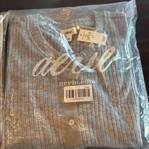 Aerie Gray Ribbed Knit Sweater